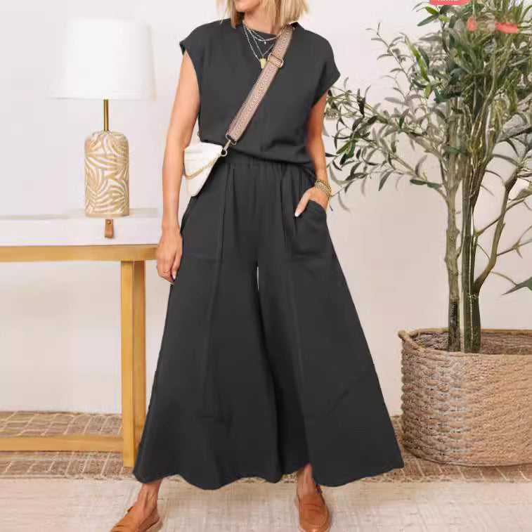Sleeveless Colorblock Suit for Women with Pockets