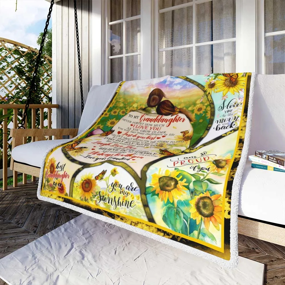 To My Granddaughter. Sunflower Sofa Throw Blanket