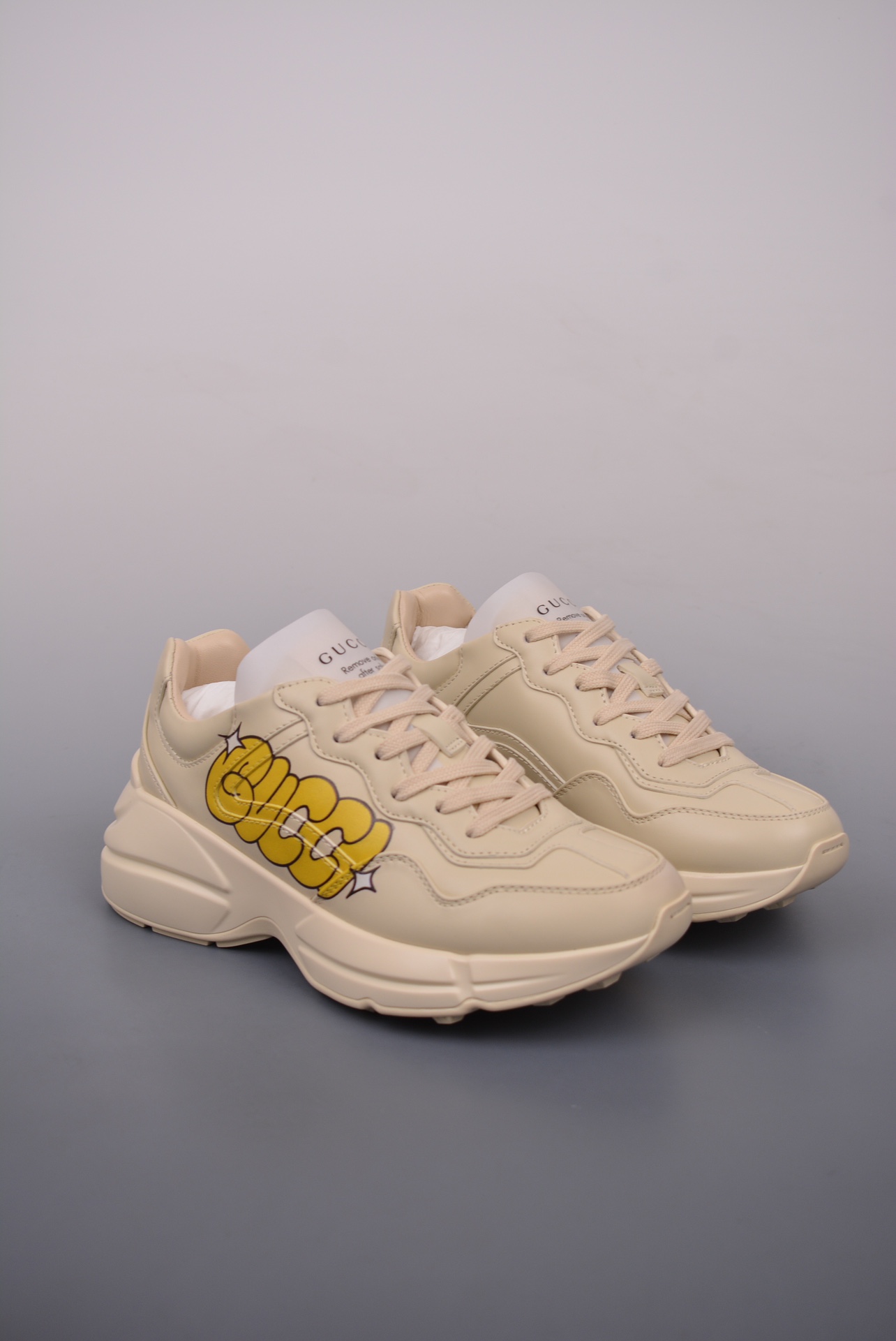 Gucci Rhyton 5D leather horn-shaped retro running shoes