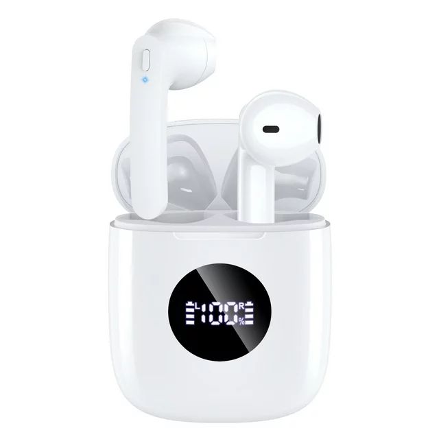 VEAT00L True Wireless Earbuds, TWS Bluetooth Headphones Stereo Sound Earphones, 30H Playtime Wireless Charging Case & Power Display, Sweat Proof Dual Bluetooth 5.0 Headset with Built-in Mic for Sports