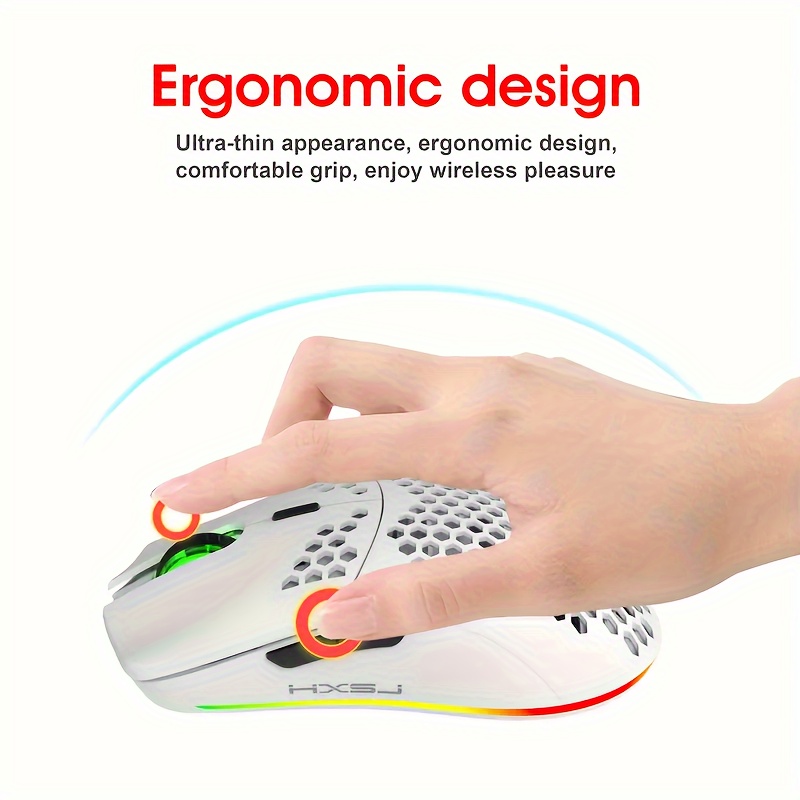 RGB Wireless Gaming Mouse,Ultra-Lightweight Honeycomb Shell Mice With 2.4G Wireless Rechargeable,RGB Spectrum Backlit,7 Buttons,3200DPI,Ergonomic Long Battery Life For PC,PS4 Gamers