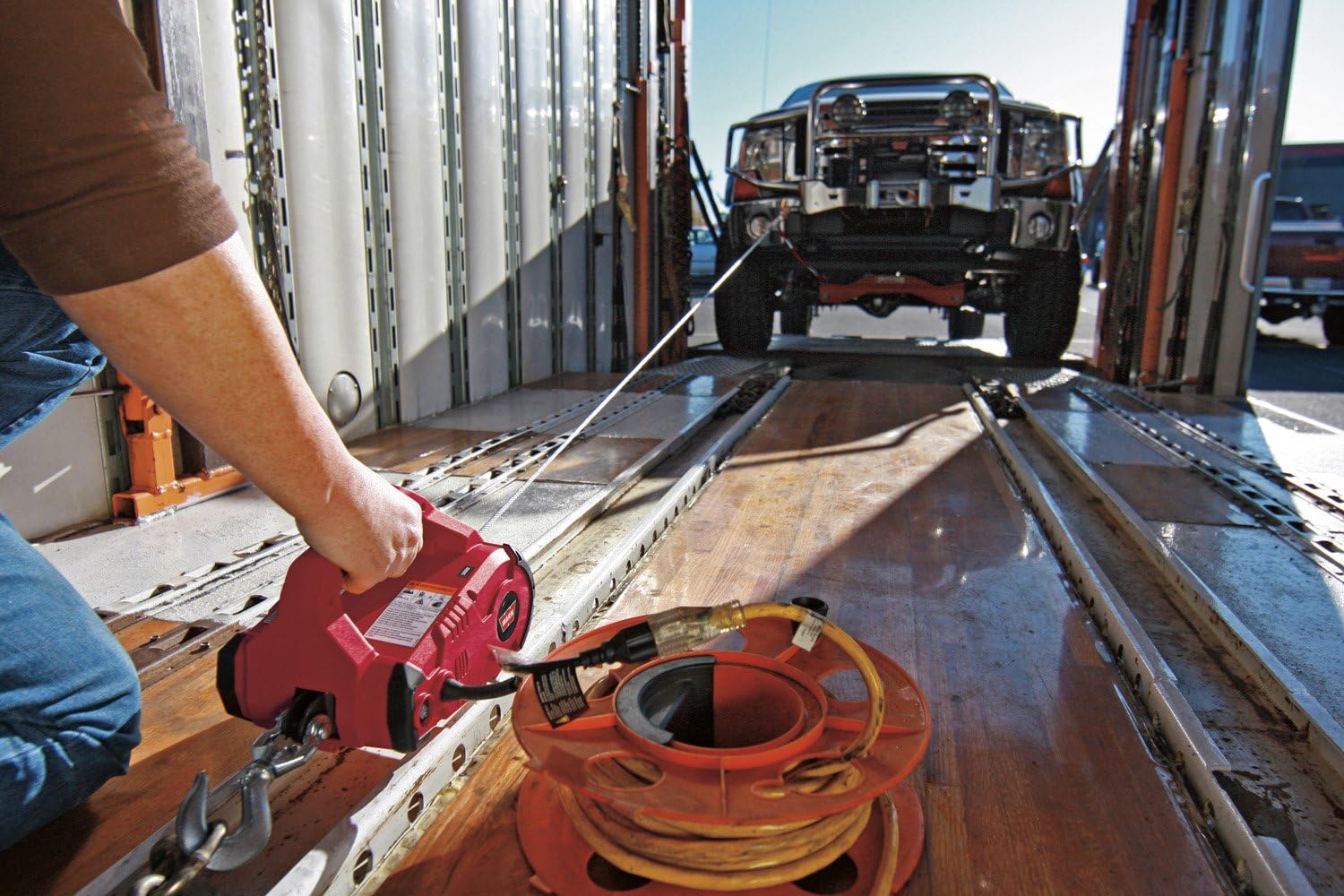 WARN PullzAll Corded 120V AC Portable Electric Winch with Steel Cable