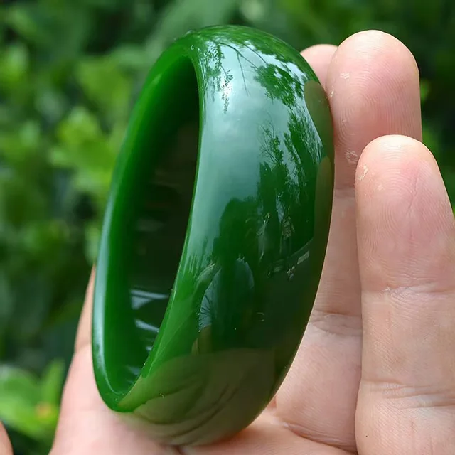 Natural Hotan Jade Bangle Bracelet Green Widen Jadeite Women's Handring Fine Jewelry Fashion Accessories Gift for Mother