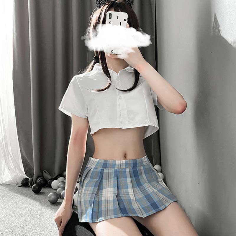 JK Uniform Nightdress Stockings Lingerie Plaid Dress