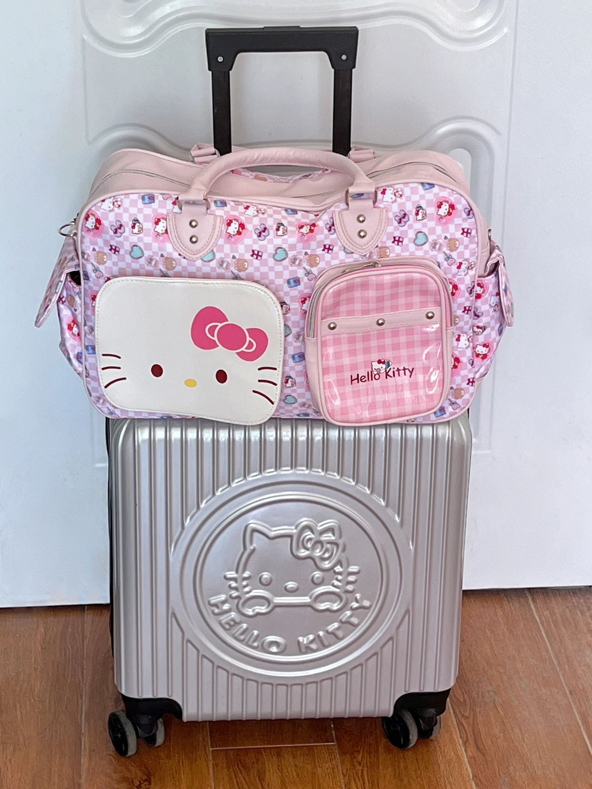 Sanrio Weekender Bag for Women Cute PU Large Travel Tote Bag Gym Duffel Bag