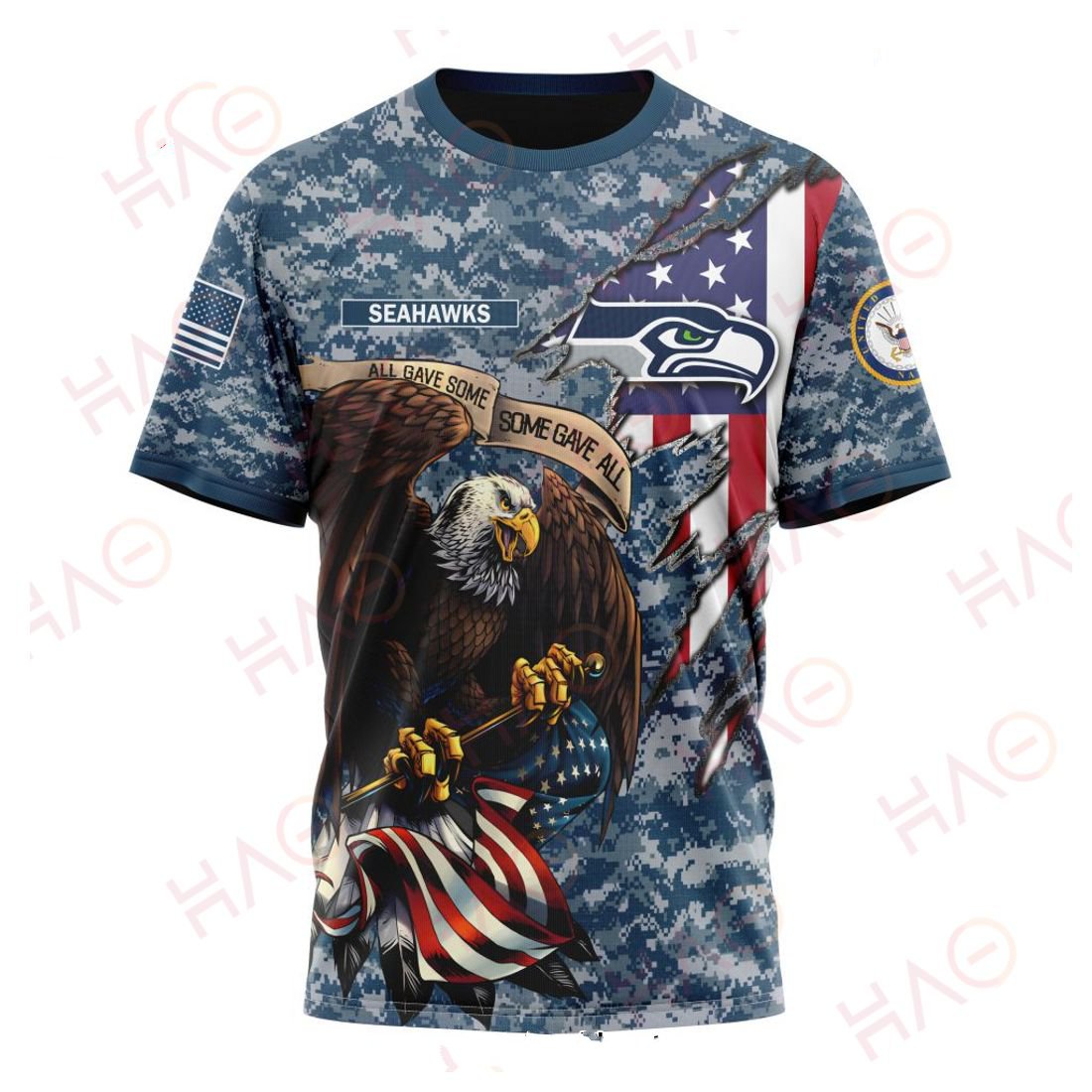 SEATTLE SEAHAWKS 3D HOODIE US NAVY VETERANS