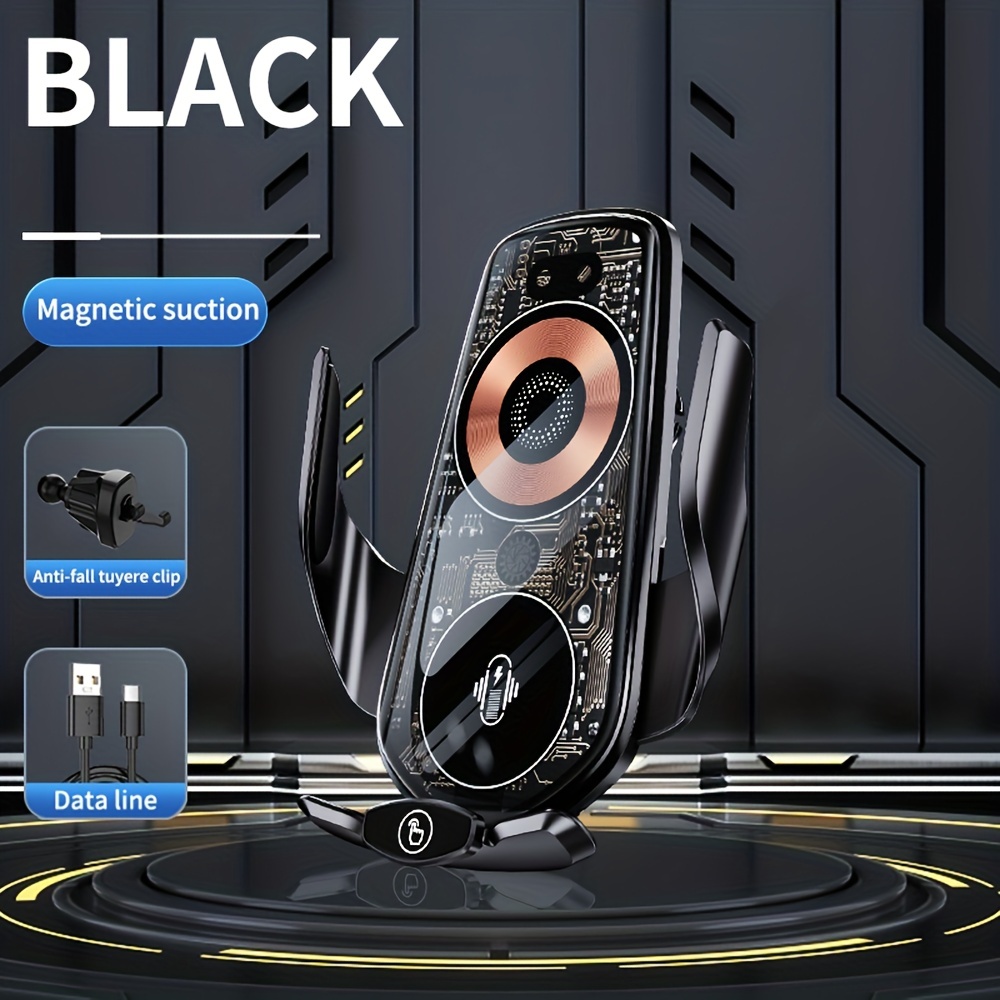 Q7 Infrared Sensor Car Wireless Charger Magnetic Suction Vehicle-mounted Charger Mobile Phone Automatic Clamping Fast Charging Phone Holder 360 Degree Bracket 15W AirVent Wireless Fast Charger Travel Comfortable For Iphone Samsung 4.7-7in Smartphones