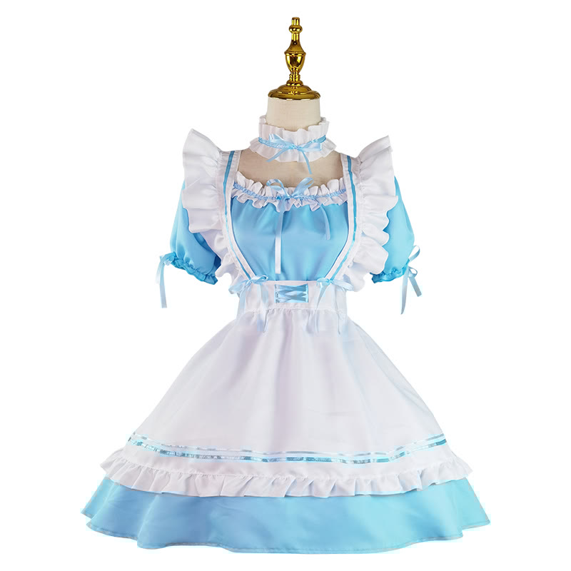 Cosplay Bow Tie Lolita Maid Ruffle Costume Dress