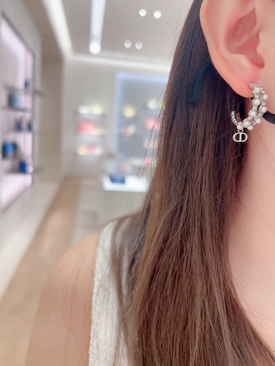 Dior Double Pearl Diamond Earrings