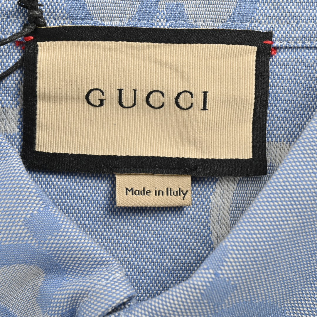 Gucci 24ss Haze Blue Full Print Double G Jacquard Suit Short Sleeve Shirt