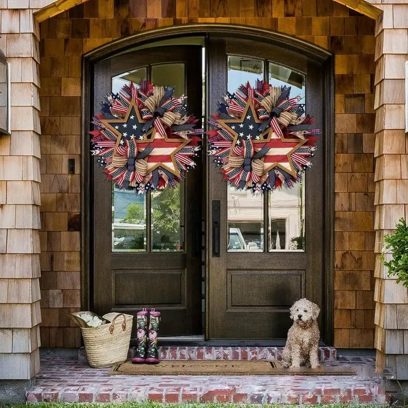 🔥[SAVE 50% OFF]--50CM/20 Inch Handmade American Patriotic Star Wreath -BUY 2 FREE SHIPPING
