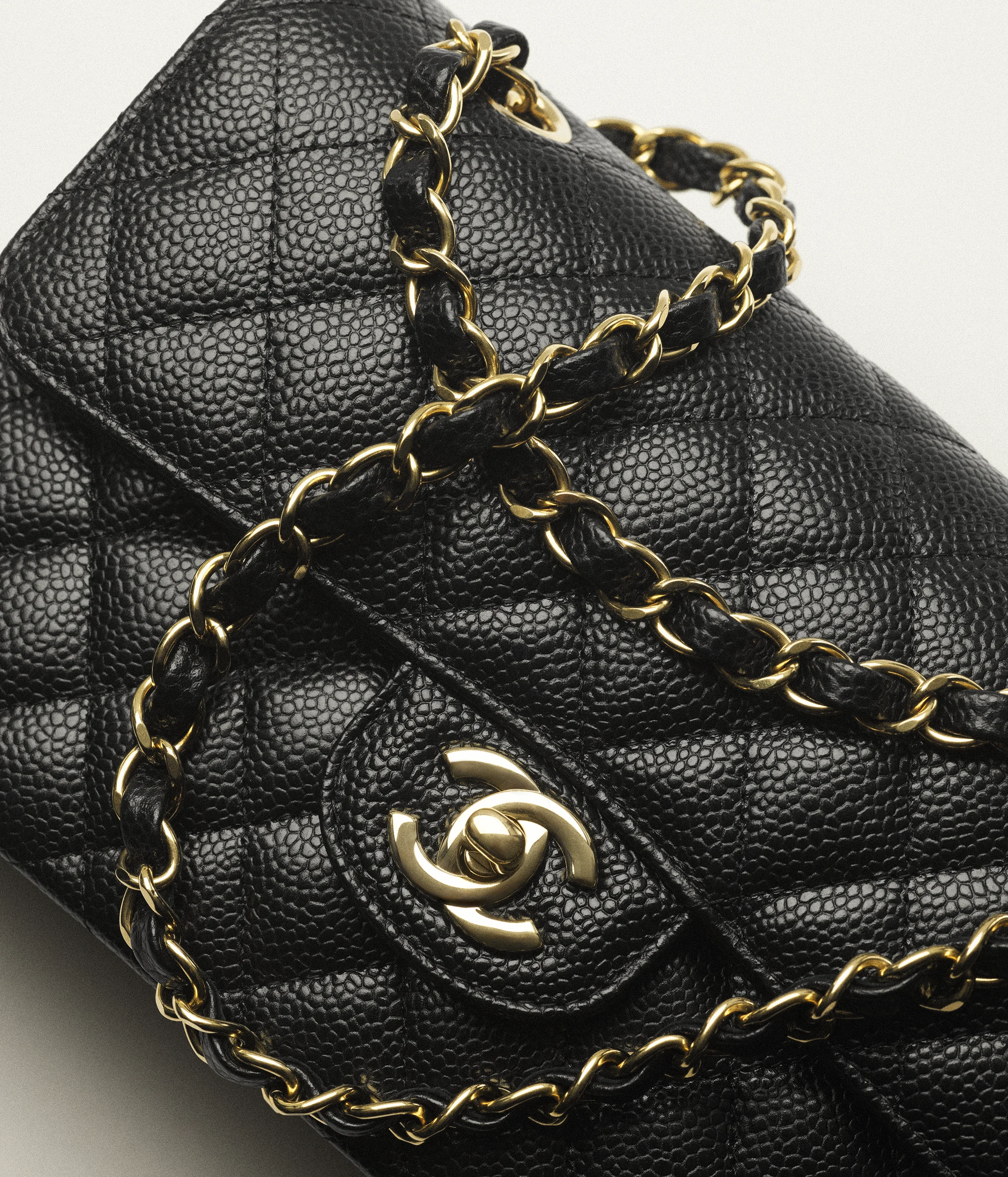 Chanel Small Classic Bag Grained Calfskin Gold Metal Black A01113-Y01864-C3906