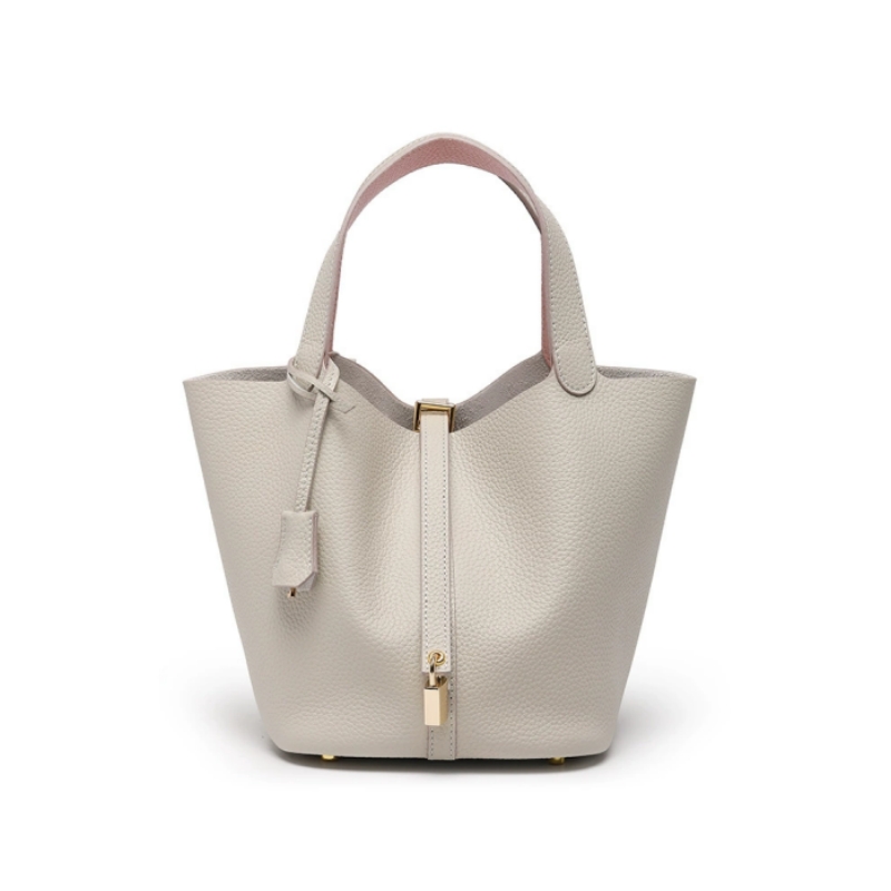 Large Capacity Cowhide Bucket Bag