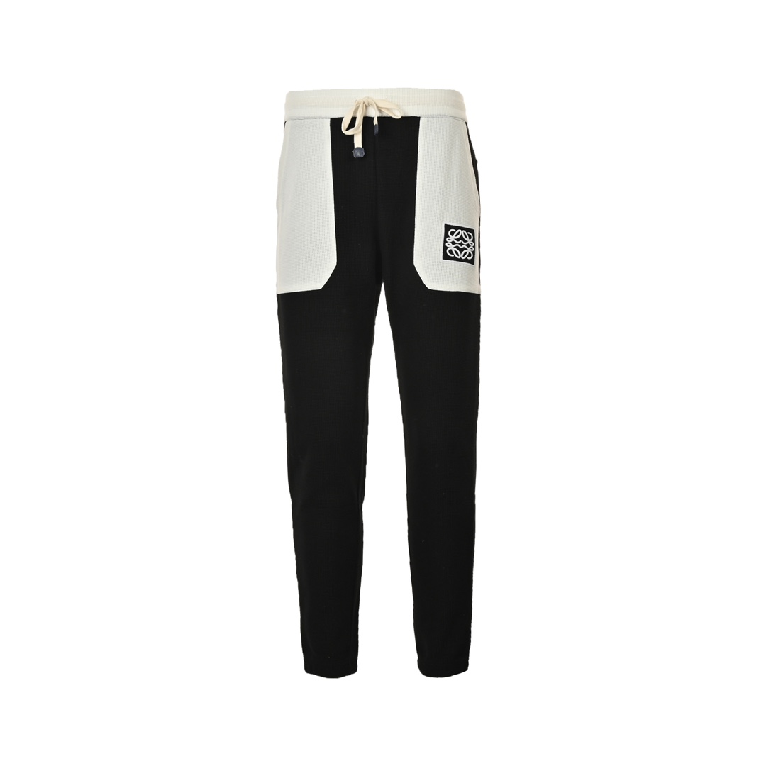 Loewe Big Pocket Chinchilla Colorblock Embroidered Waffle Trousers