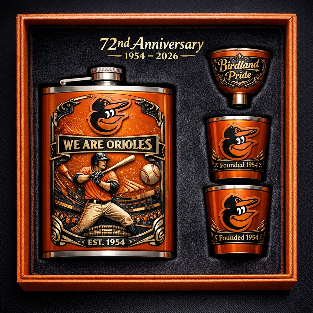 Baltimore Orioles 72nd Anniversary Flask Gift Set