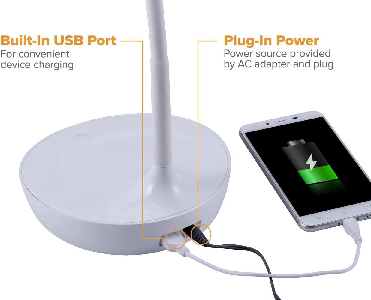 Bostitch Office LED Gooseneck Desk Lamp with USB Charging Port, 3 Dimming Levels, Touch Control, Blue (VLED1502-BLUE)