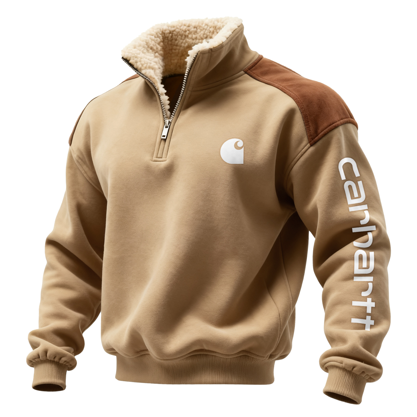 Winter-Ready Half-Zip Pullover with Contrast Shoulder Panels