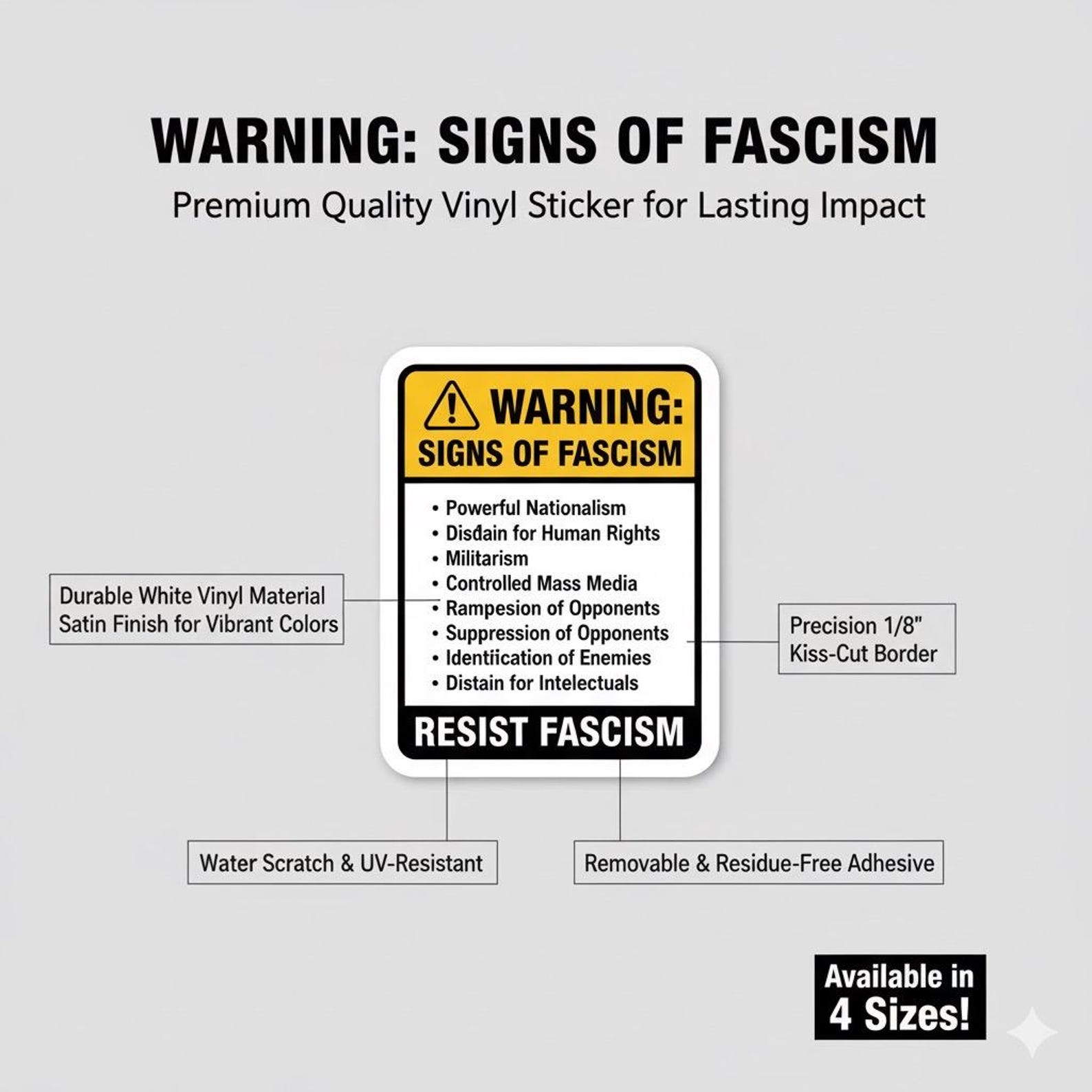 Warning Fascism Sticker: Express your attitude