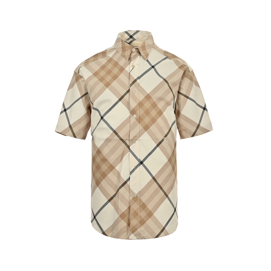 Burberry 24ss Warhorse Embroidered Plaid Short Sleeve Shirt