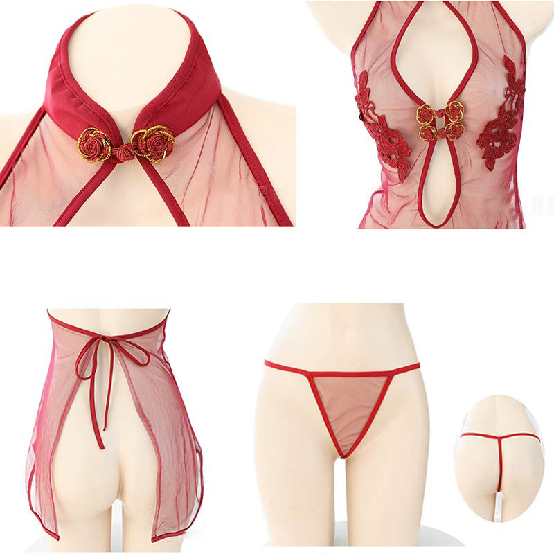 Vintage Lace-up Hollow Out Lingerie Cheongsam Dress