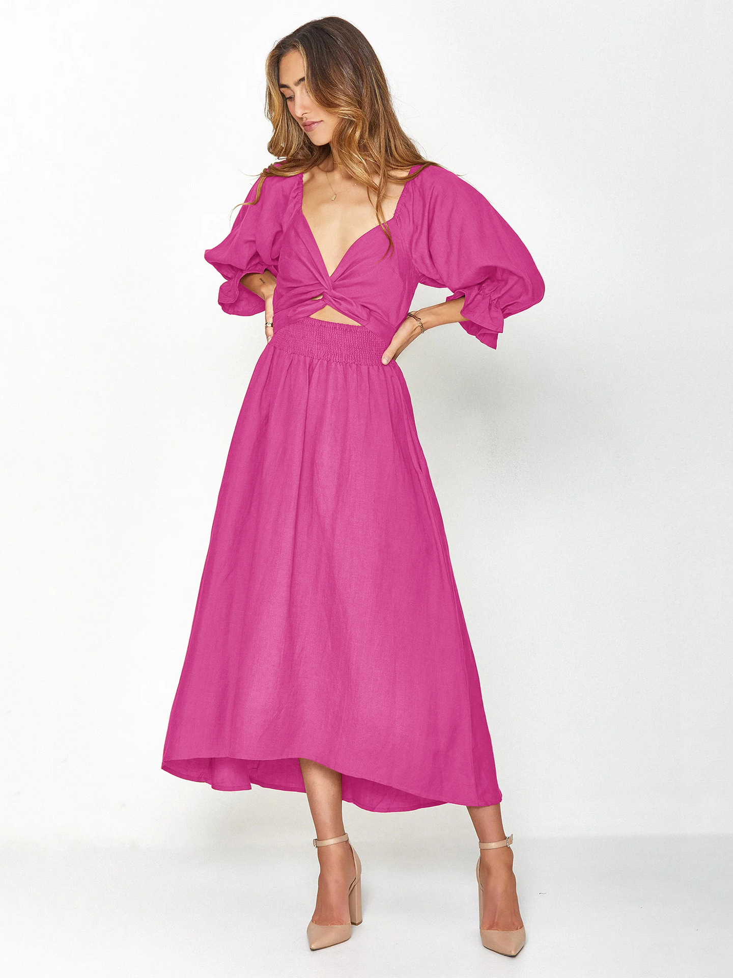 💥Hot Sale-[SAVE 50% OFF]--🏖️FRENCH RUFFLED LANTERN SLEEVES MULTI-WEAR DRESS--BUY 2 GET 10% OFF & FREE SHIPPING