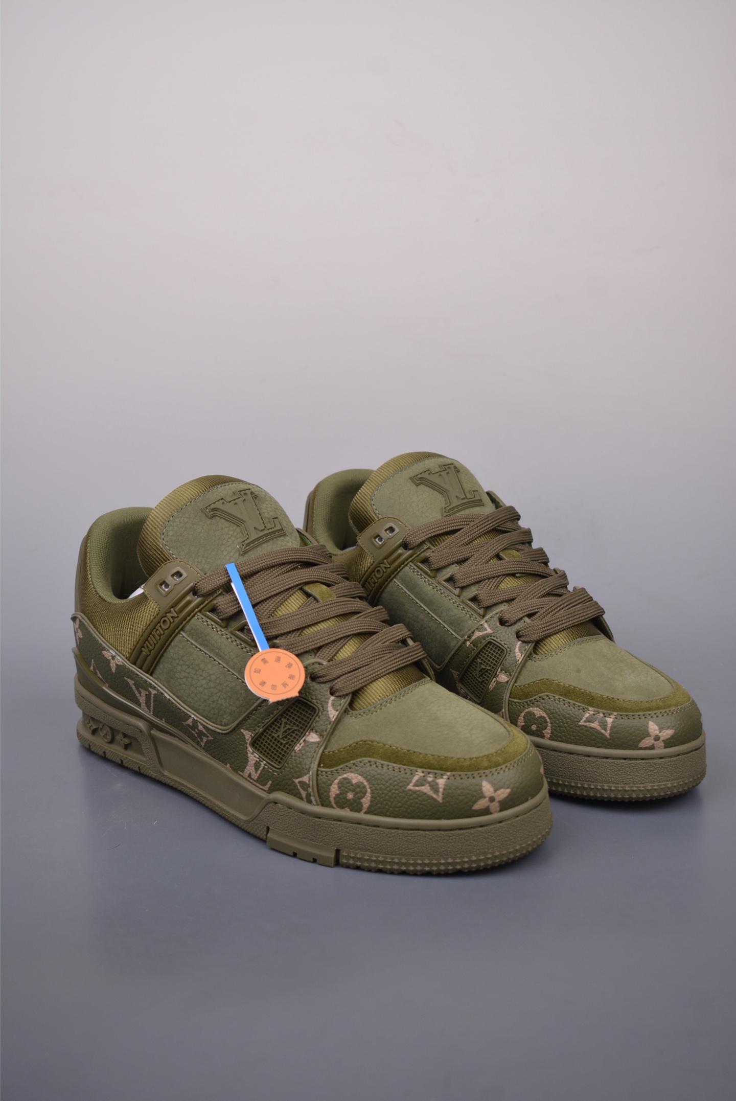 Louis Vuitton Trainer Sneaker Low Army Green Print