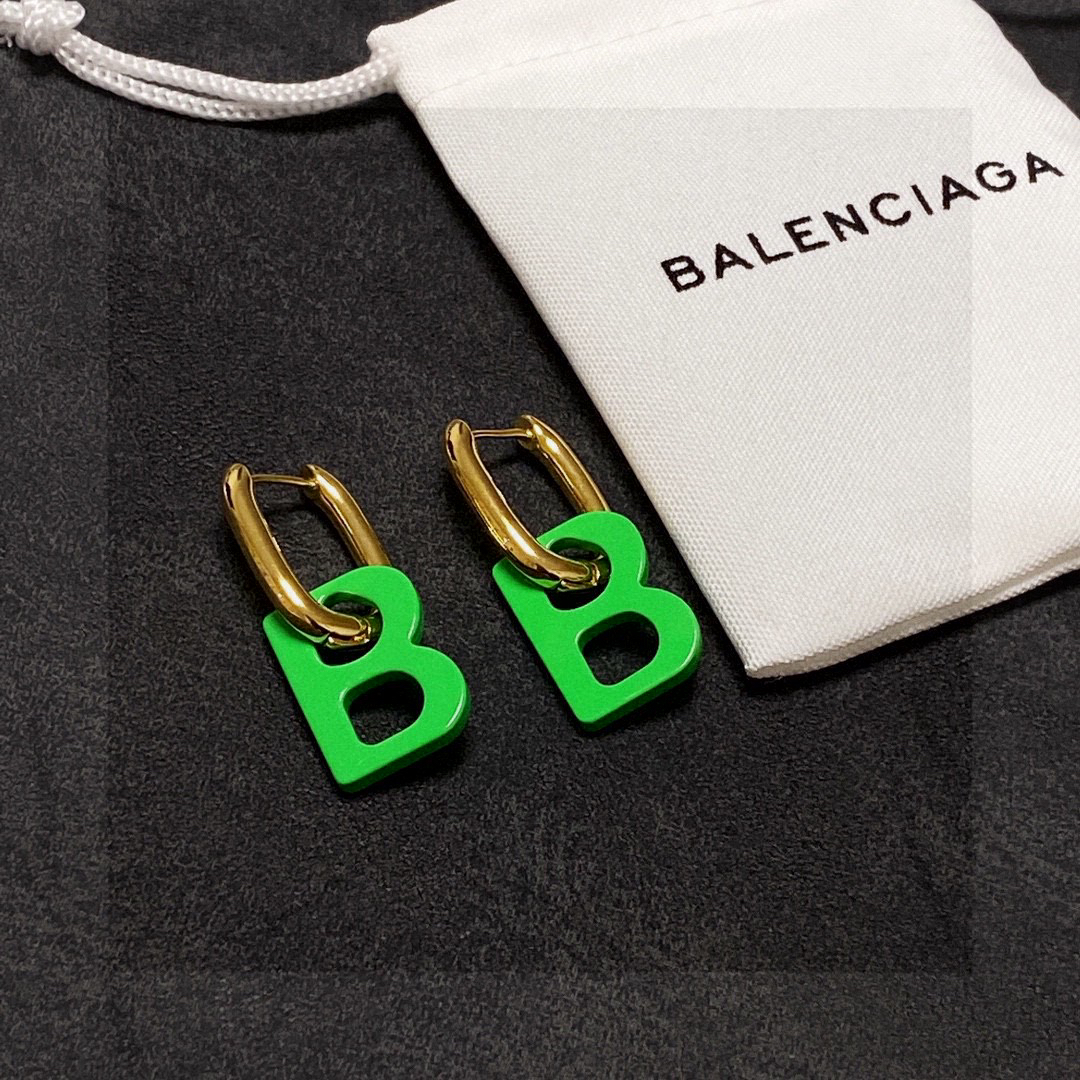 Balenciaga BB Green Earrings