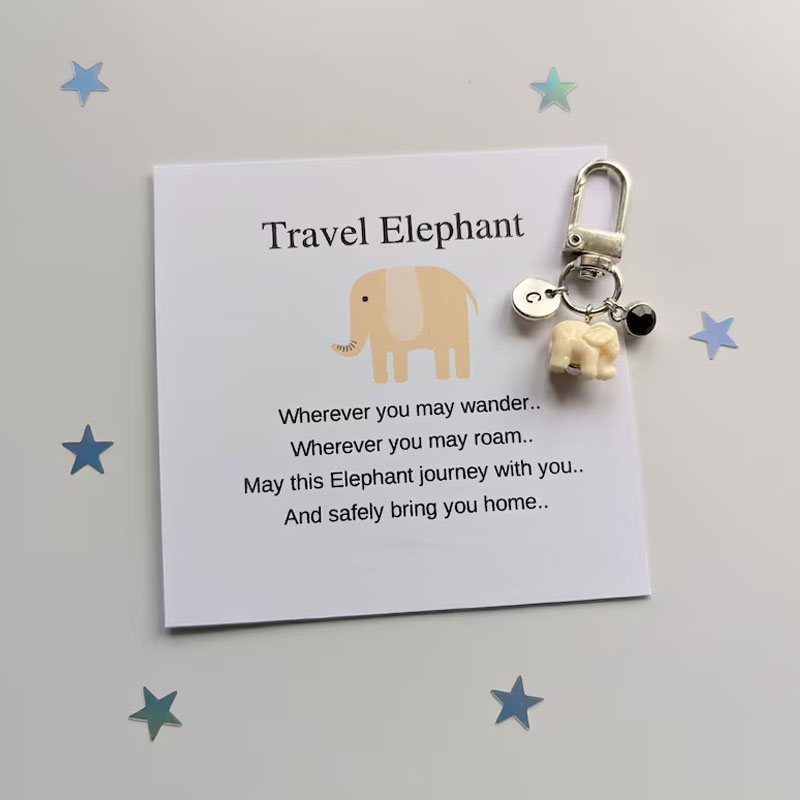 Travel elephant, Cream Elephant keychain
