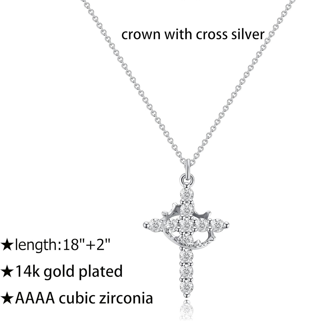 🔥ON SALE🔥14k Gold Diamond Cross Crown Pendant Necklace