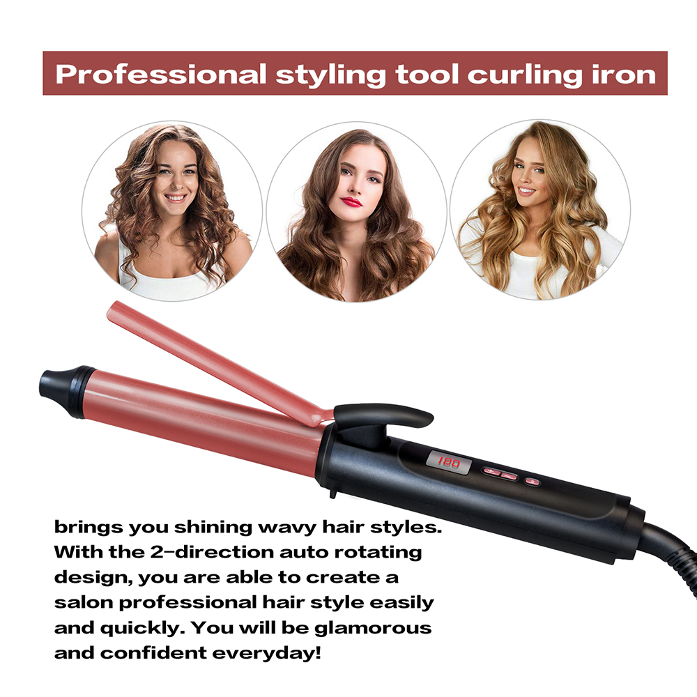 Professional Style Hair Curls Waves 9mm/26mm Rose Gold Electric hair curling wand Dual Voltage Anti-scalding hair curler iron