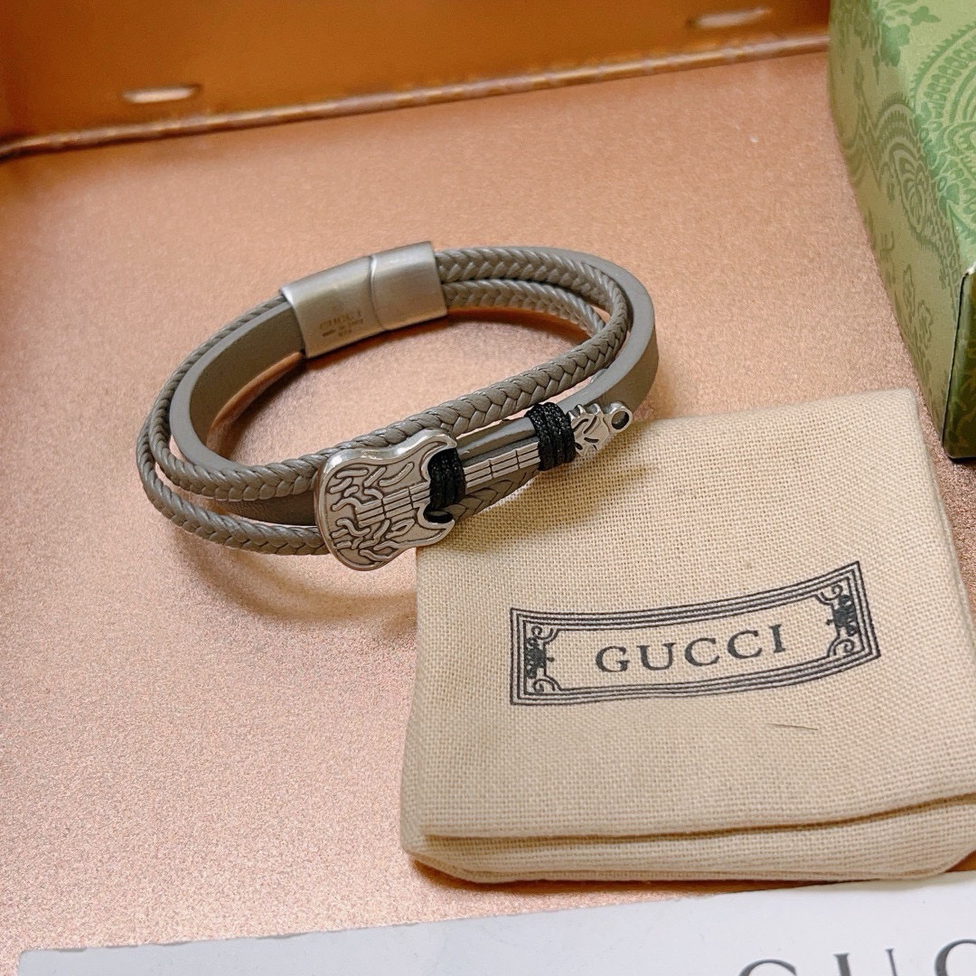 Gucci Grey Braided Guitar Bracelet