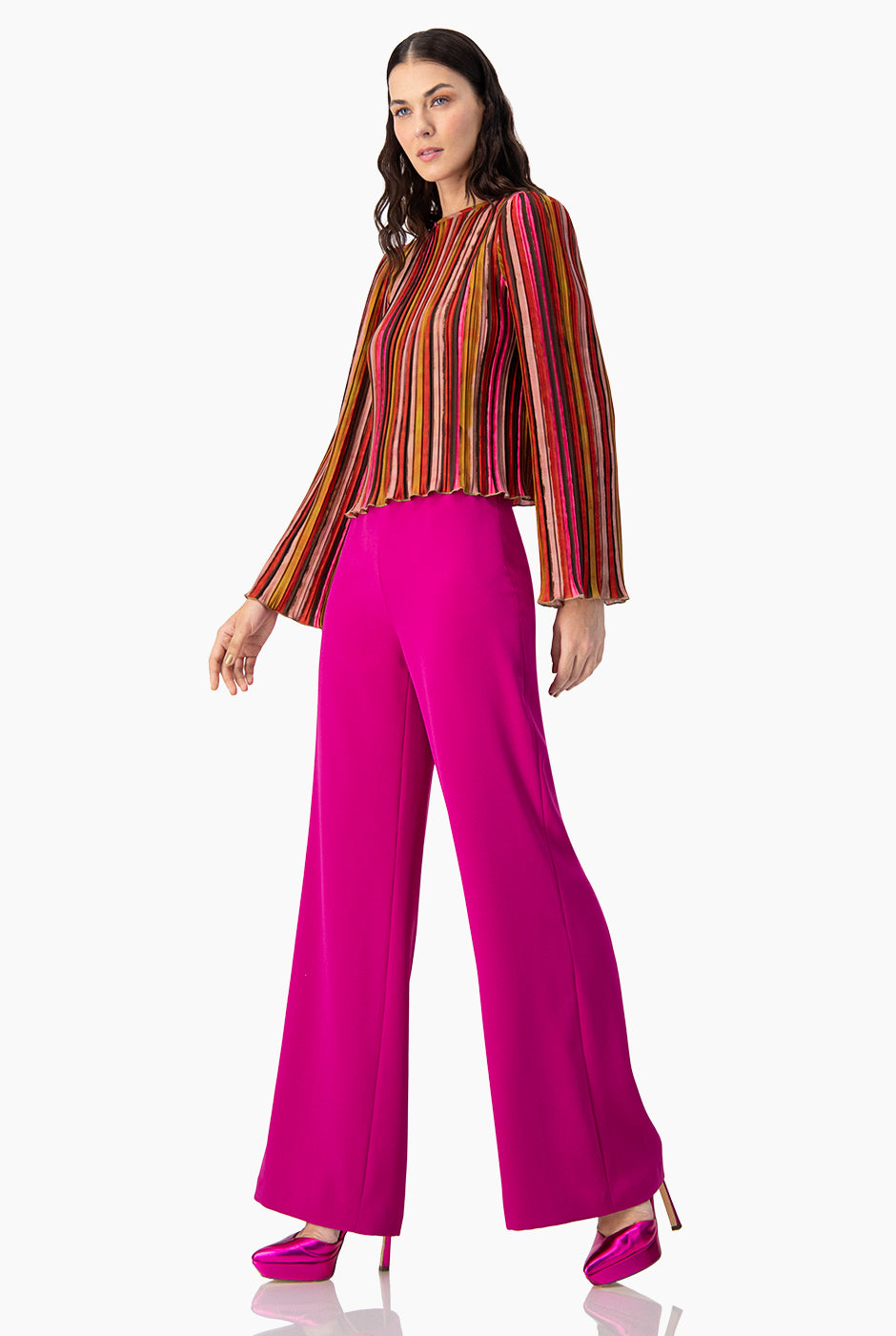 Blusa plisada de manga amplia
