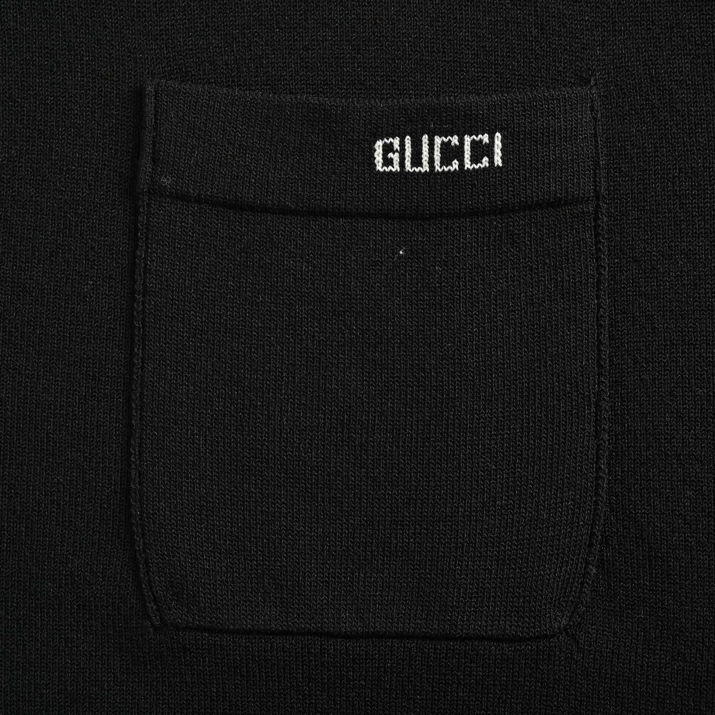 Gucci 25ss Pocket Lettering Intarsia Knitted Polo Short Sleeve