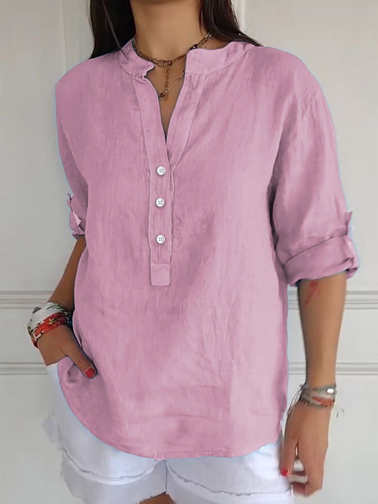 Women's Casual Loose Cotton And Linen Shirt