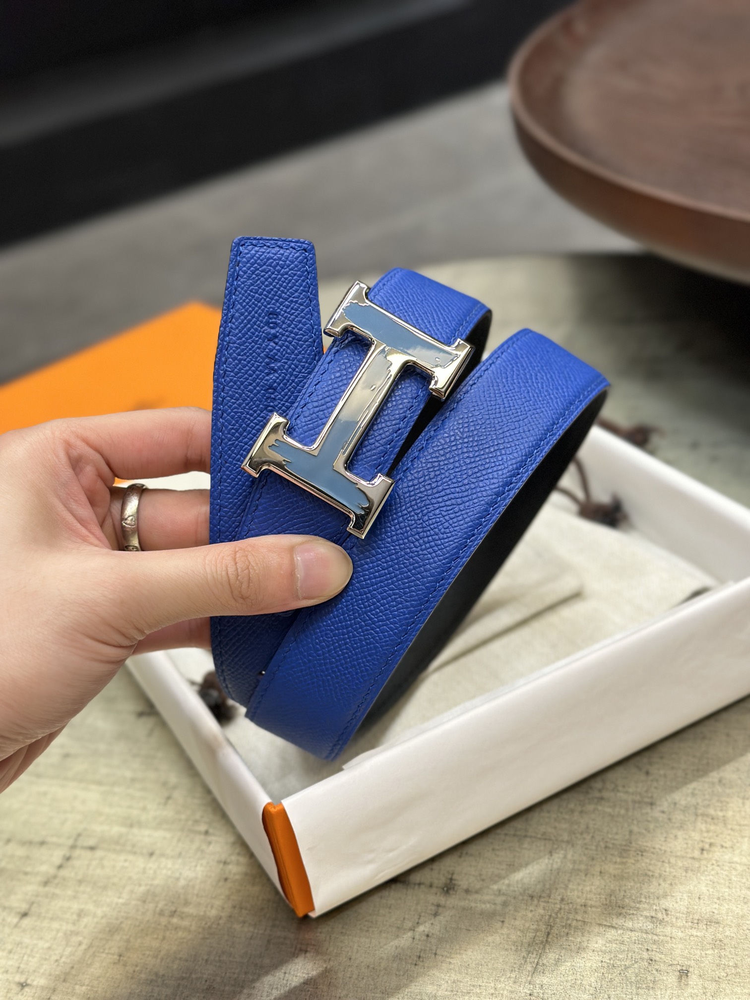 Hermès epsom double-faced calfskin belt 3.2CM wide