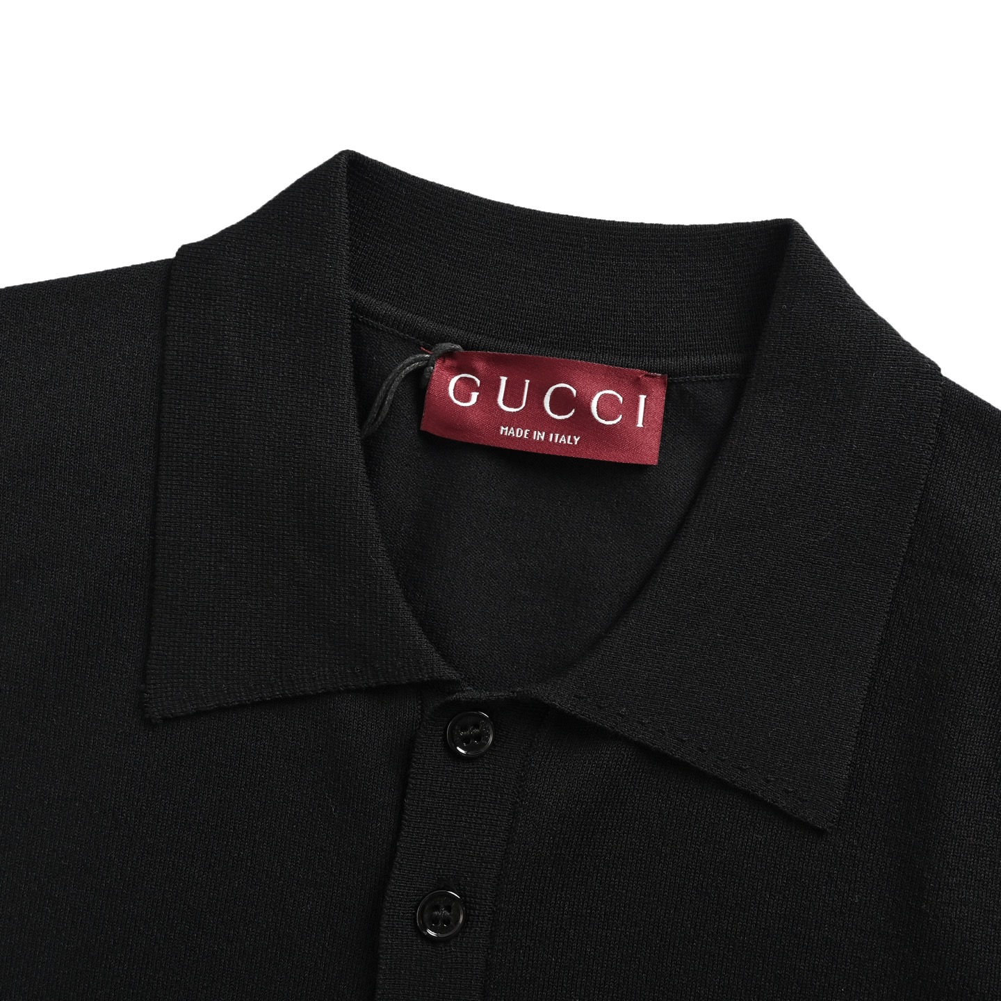 Gucci 25ss Pocket Lettering Intarsia Knitted Polo Short Sleeve