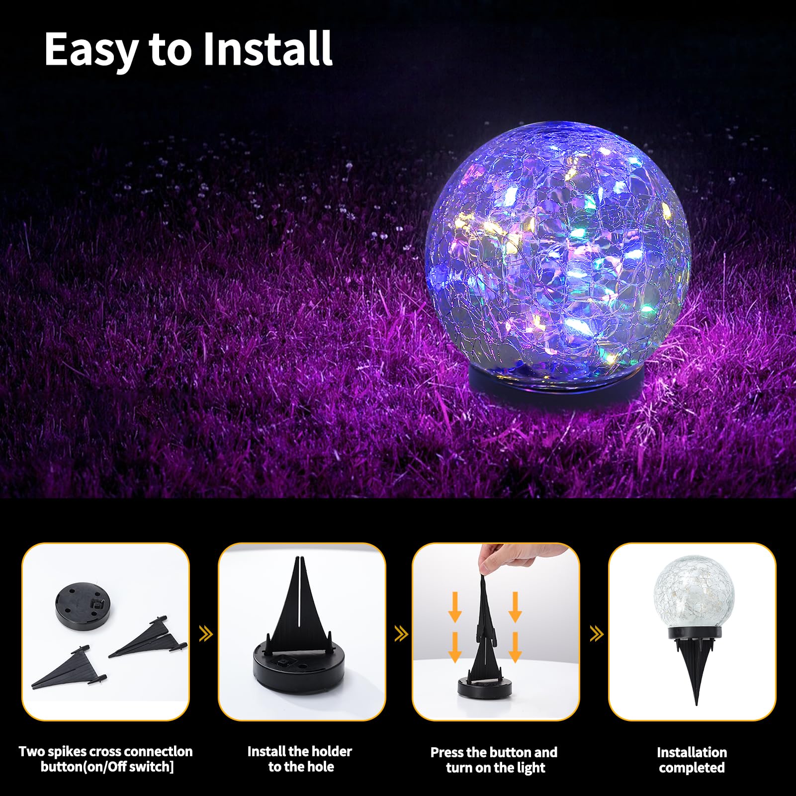 🔥Mother's Day Sale - 50% OFF🔥Cracked Glass Ball Solar Lights