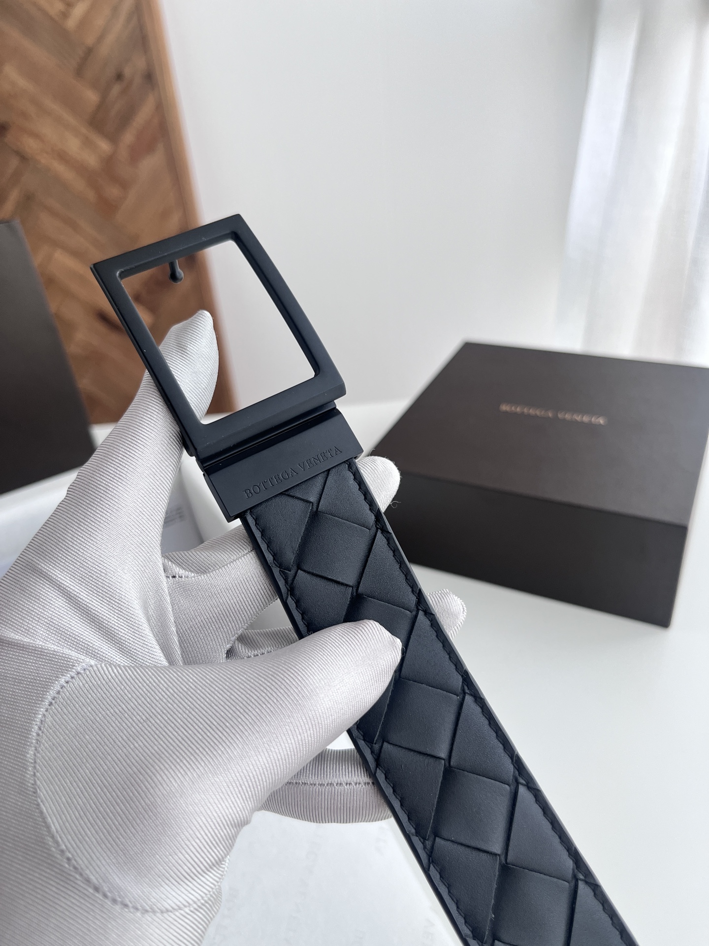 Bottega Veneta intreccio woven leather belt, 3.5cm wide