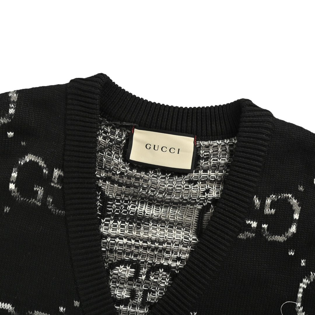 Gucci 24Fw Classic Interlocking G Jacquard Cardigan Sweater