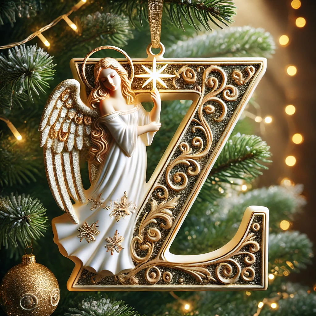 Angel Initial Christmas Ornaments