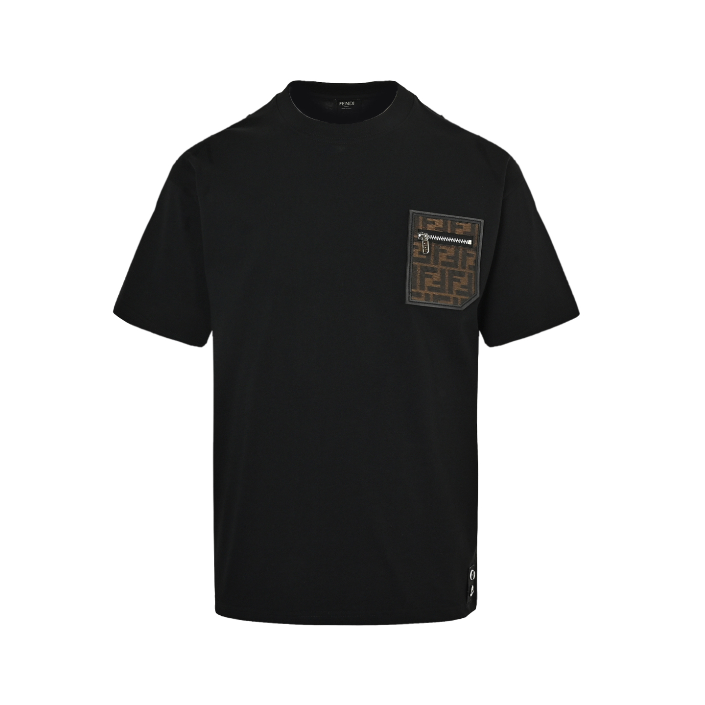Fendi leather trim zip pocket short sleeve