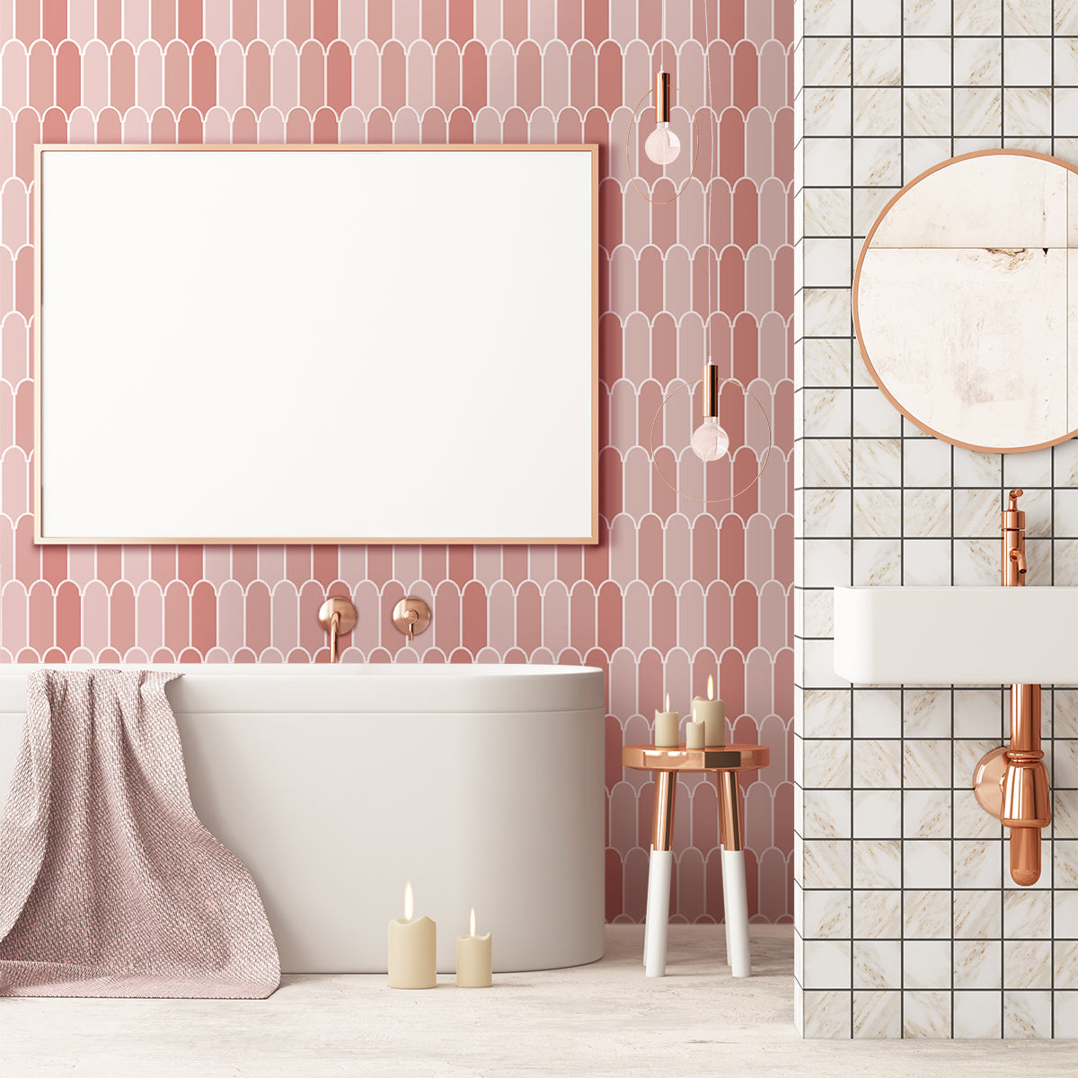 Pink Fish Scale Peel and Stick Backsplash Tile - Thicker Design