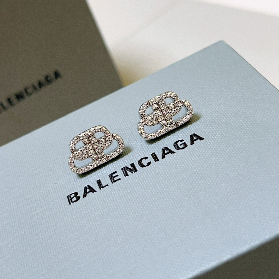 Balenciaga silver diamond earrings