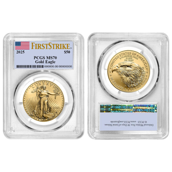 2025 1 oz American Gold Eagle Coin PCGS MS70 FS Flag Label - Limited-time release price