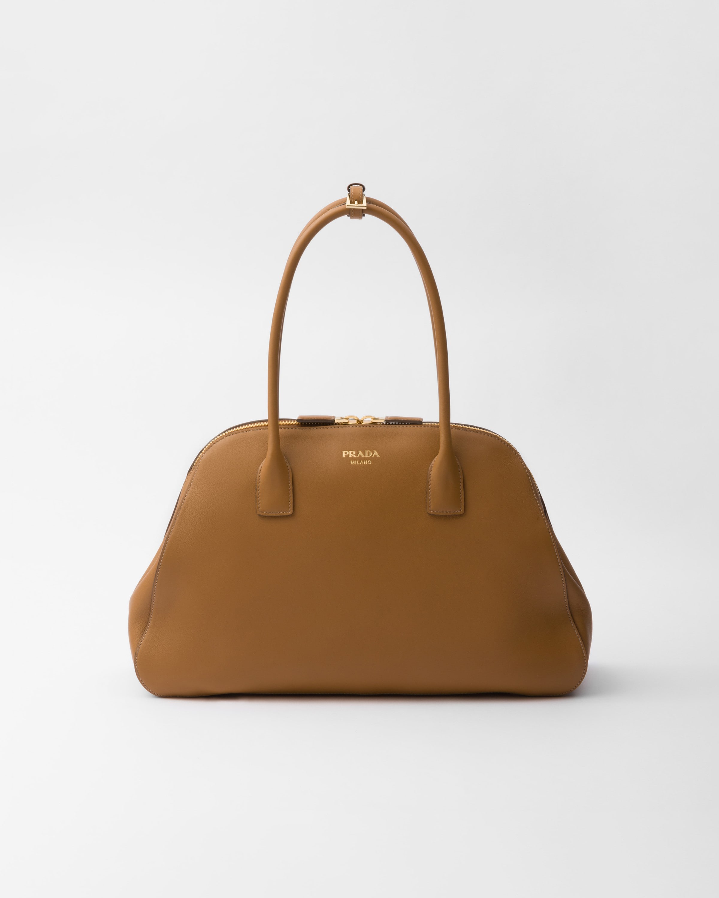 Prada large zip-top leather tote