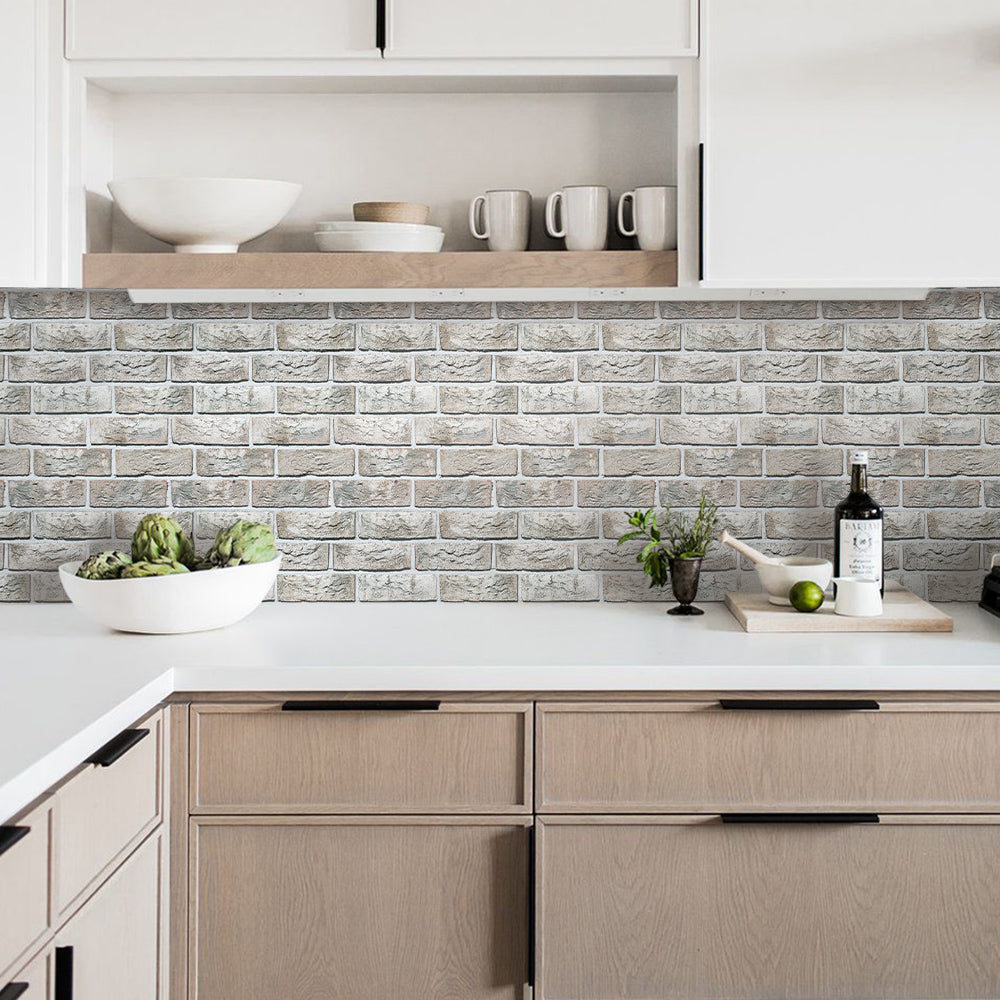 3D Distressed Brick Peel and Stick Wall Tile
