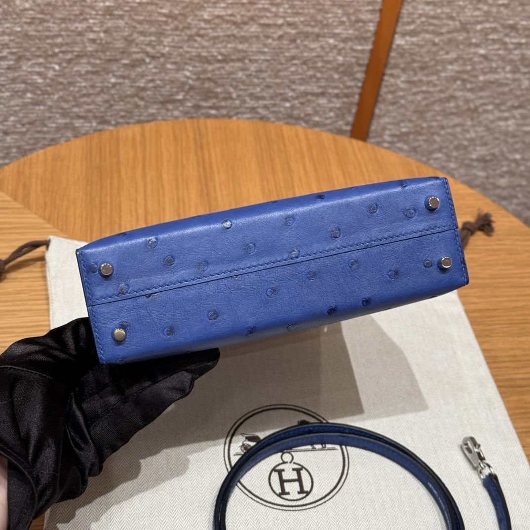 Hermes mini kelly 2 74Blue roy handbag (handmade to order)