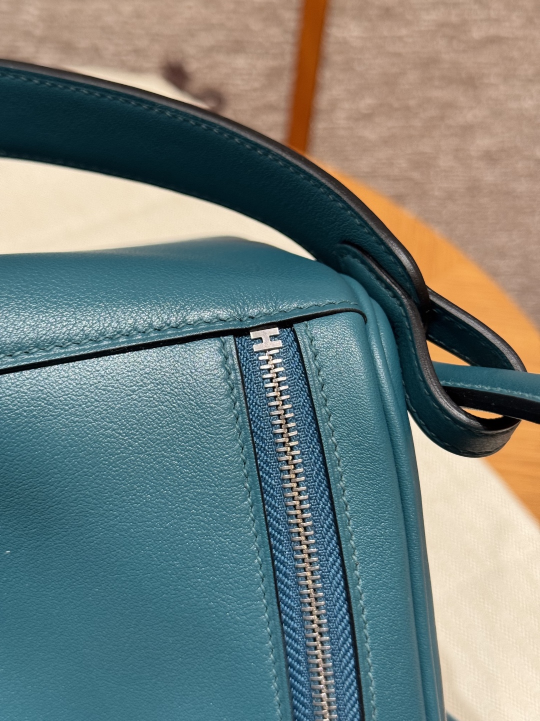 Hermès Lindy W0Vert Bosphore Handbag (Handmade to Order)