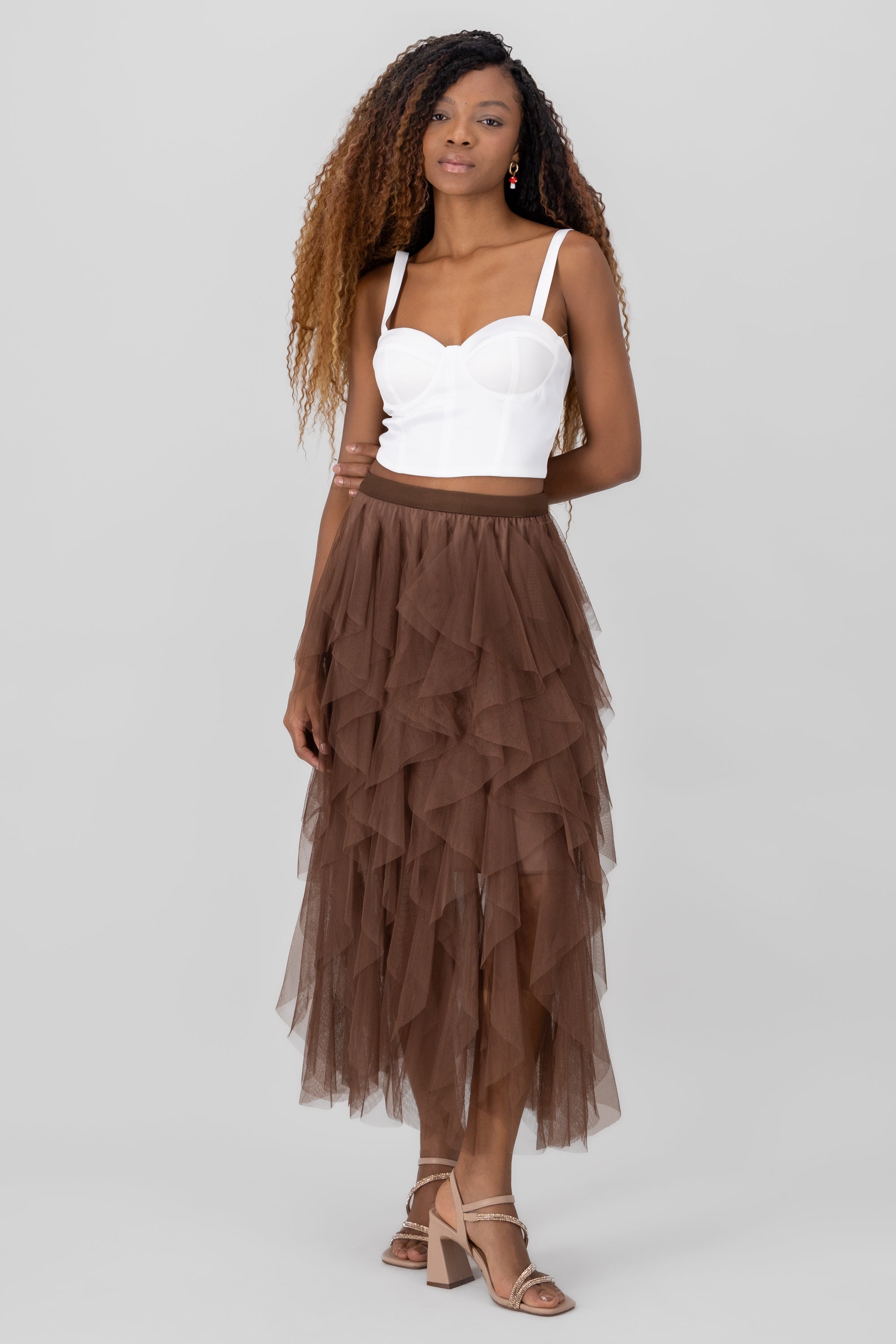 Mesh Layered Ruffled Skirt