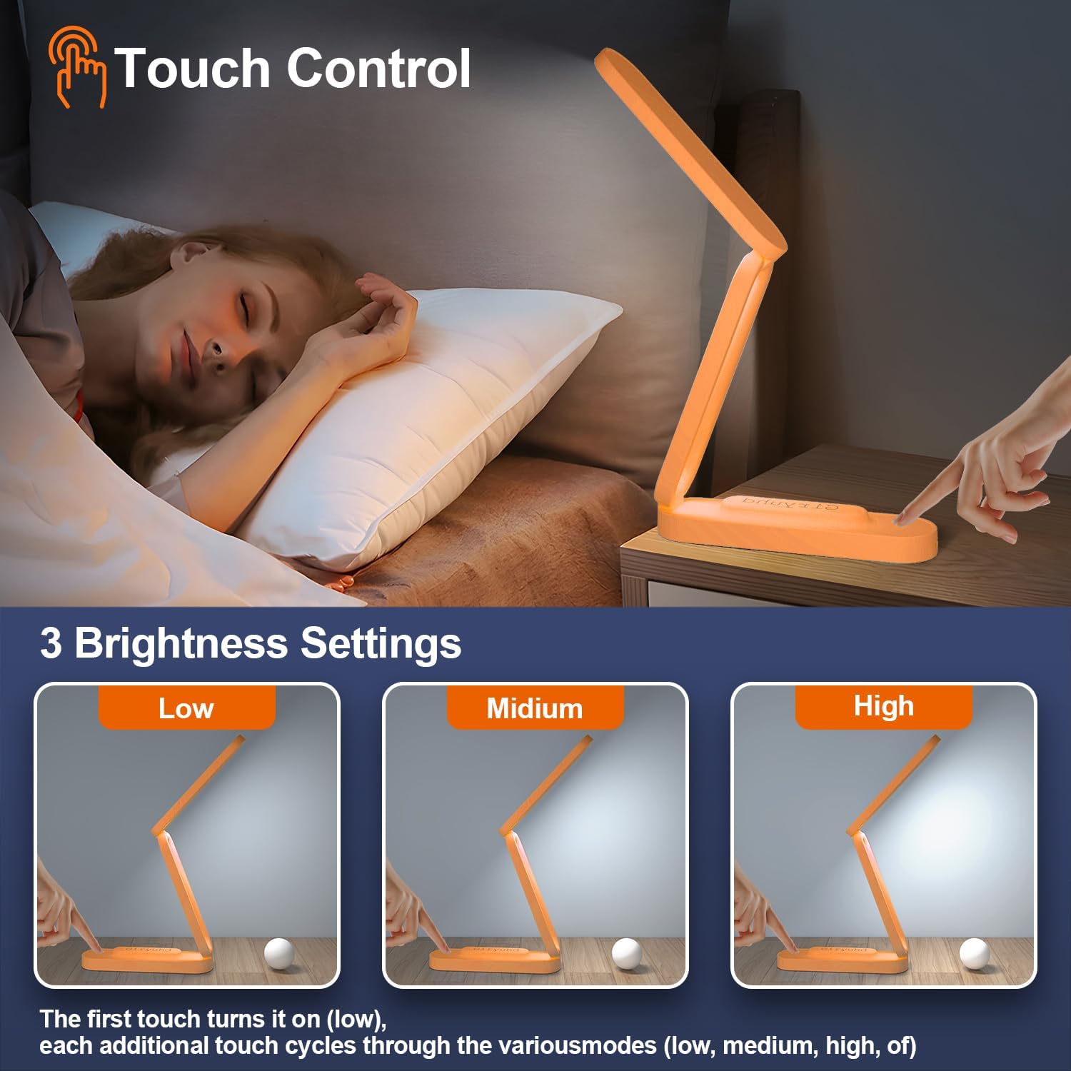 LED Desk Lamp for Office Home & Battery Operated Lamp Rechargeable Lamp Foldable & Portable Light, LED Desk Light Strip, 3 Brightness Dimmable Small Desk Lamp Wireless Reading Lamp